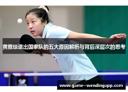 黄雅琼退出国家队的五大原因解析与背后深层次的思考